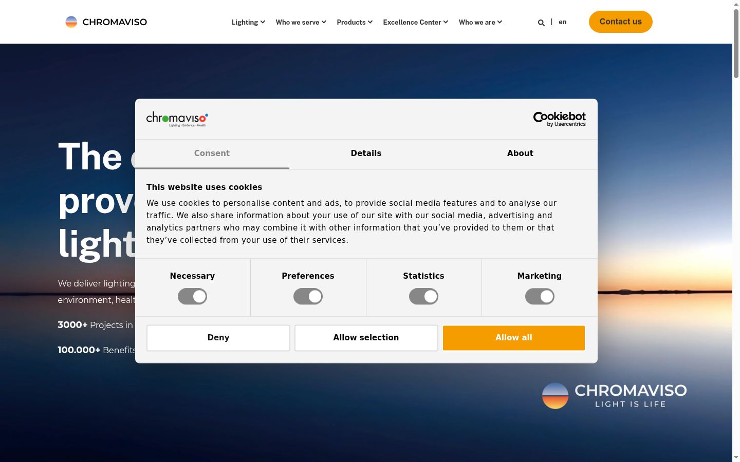 Capture d'écran de la bannière de consentement affichée avant toute interaction