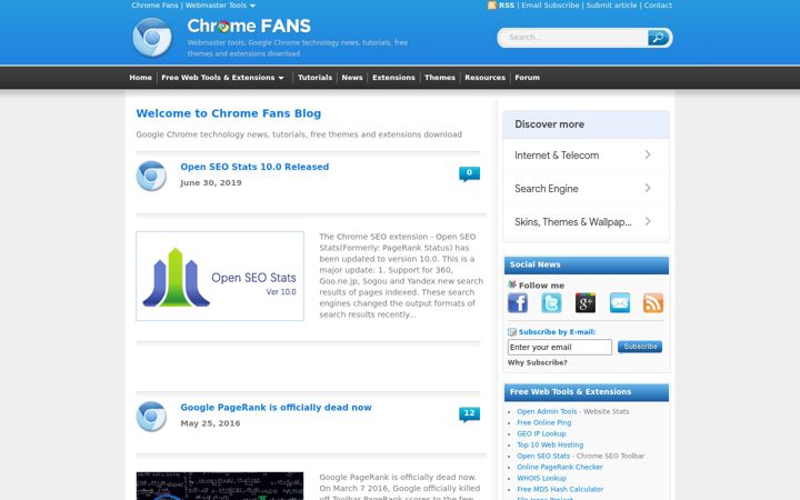 Screenshot of chromefans.org