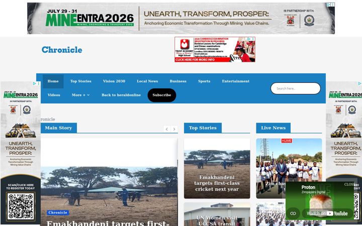 Screenshot of chronicle.co.zw