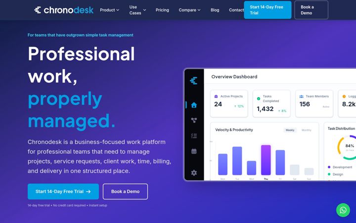 Skjámynd af chronodesk.io