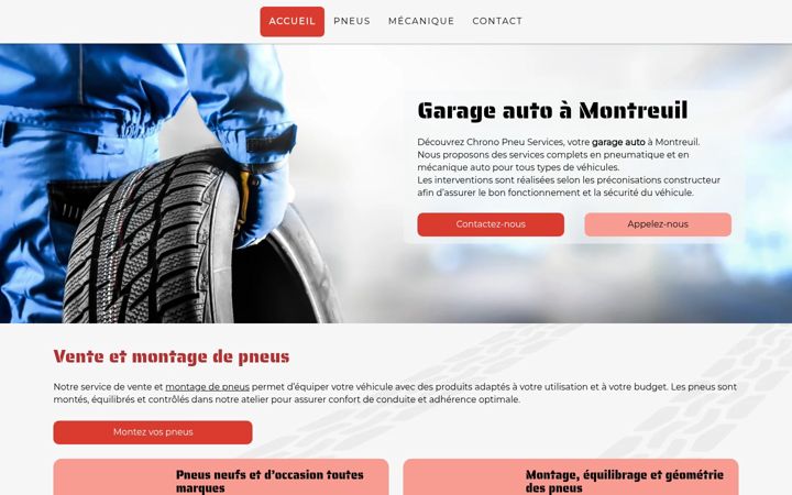 Kuvakaappaus sivustosta chronopneuservices.fr