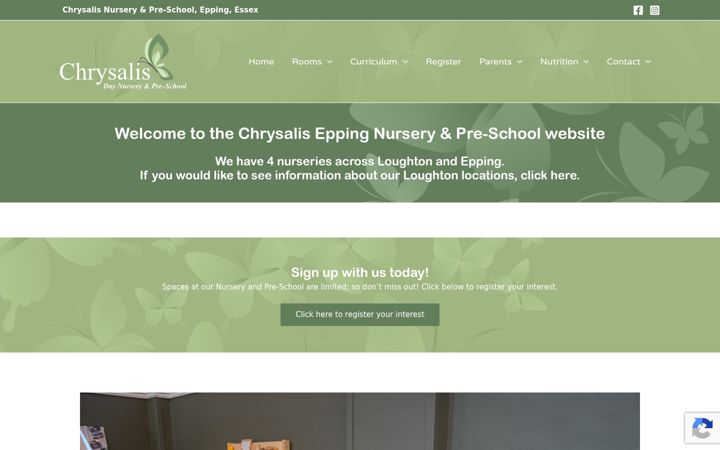 Snímek obrazovky chrysalisepping.co.uk