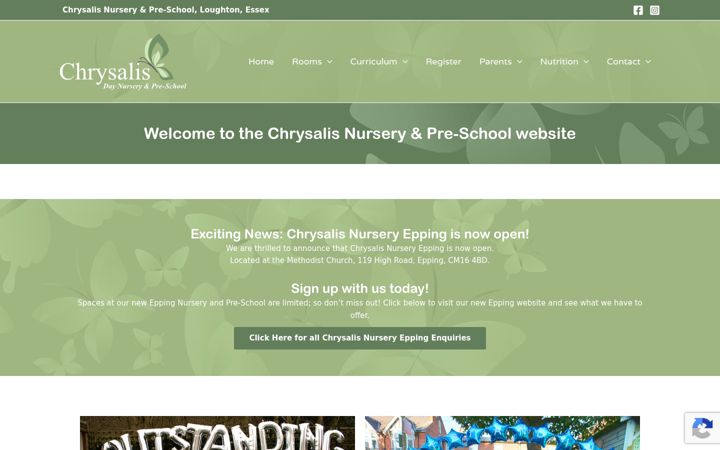 Snímek obrazovky chrysalisnursery.co.uk