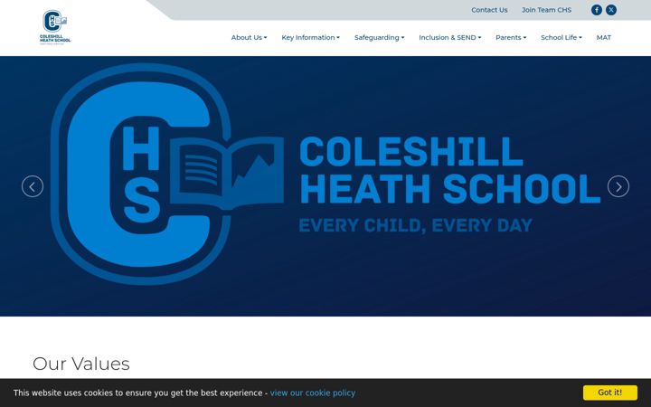 Snímek obrazovky chs.solihull.sch.uk