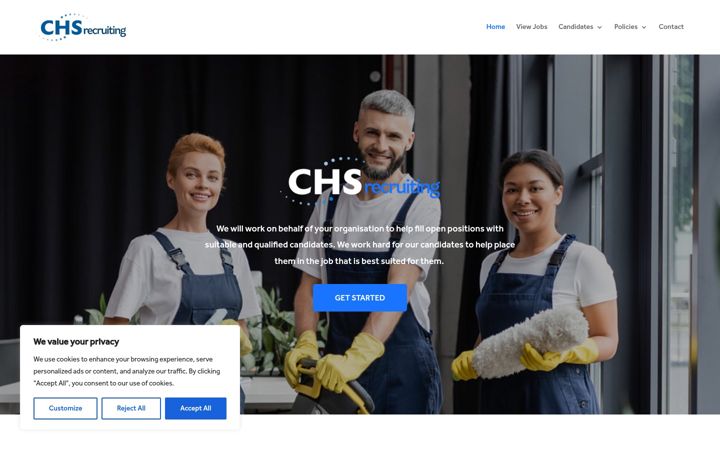 Capture d'écran de chsrecruiting.ie