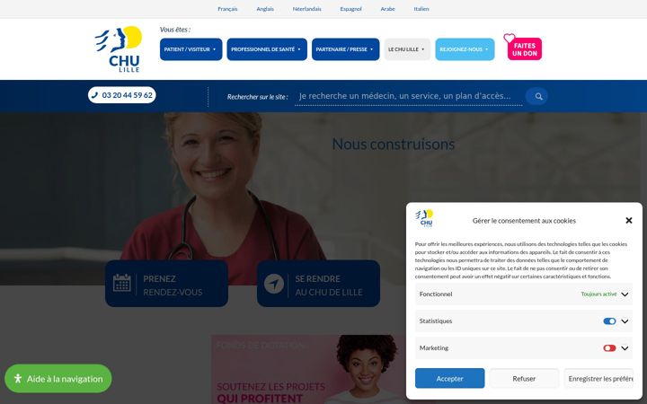 Skärmbild av chu-lille.fr