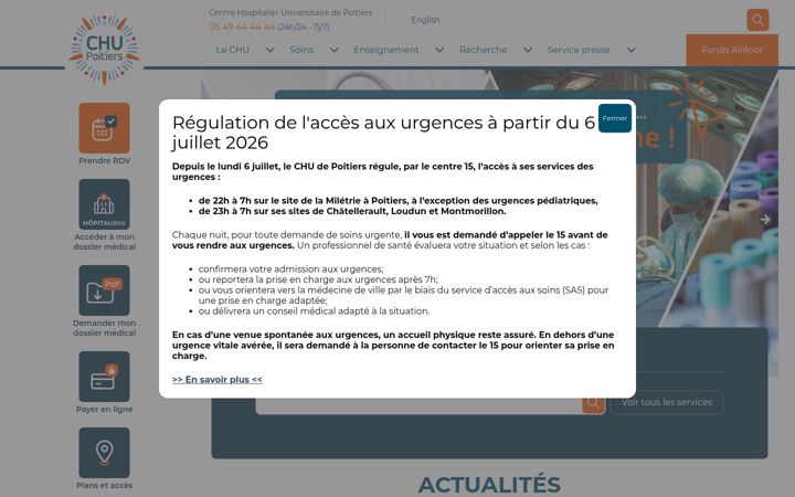 Screenshot of chu-poitiers.fr