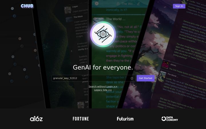 Screenshot di chub.ai