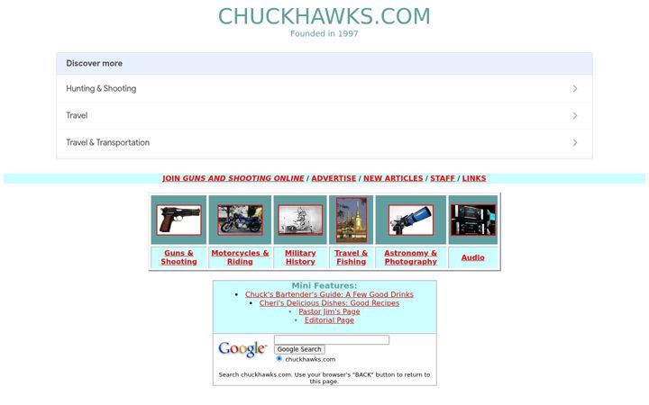 Screenshot of chuckhawks.com