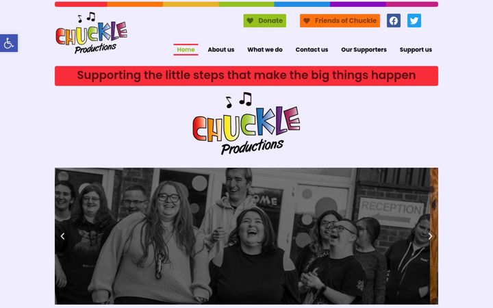 Snímek obrazovky chuckleproductions.org