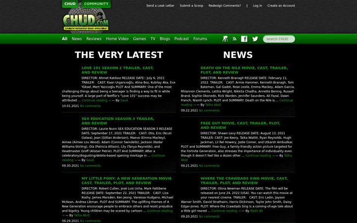 Screenshot of chud.com