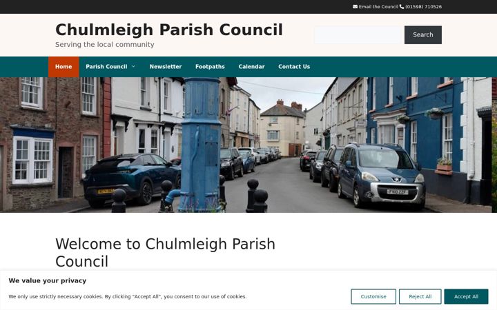 Snímek obrazovky chulmleighparishcouncil.gov.uk