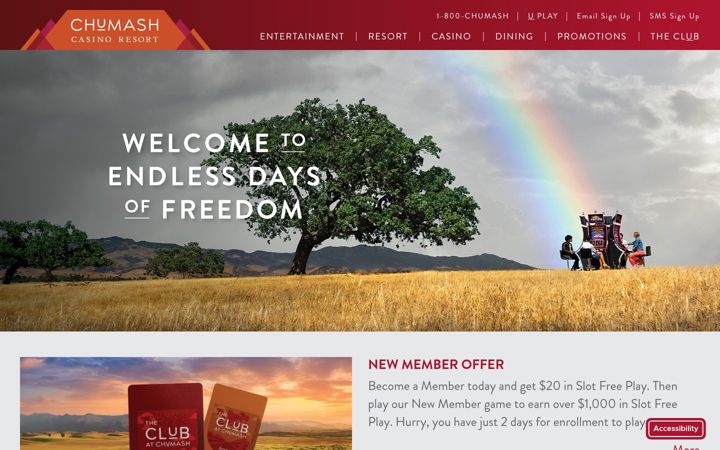 Screenshot του chumashcasino.com