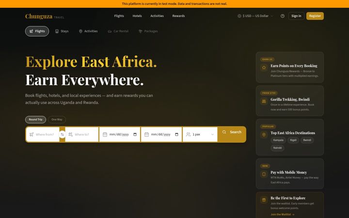 Screenshot of chunguza.travel