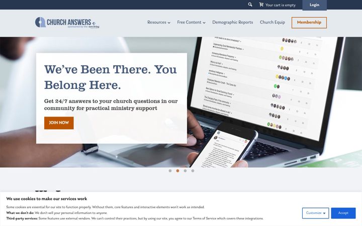Screenshot of churchanswers.com