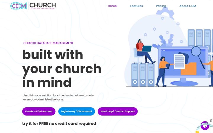 Screenshot of churchdatabasemanagement.com