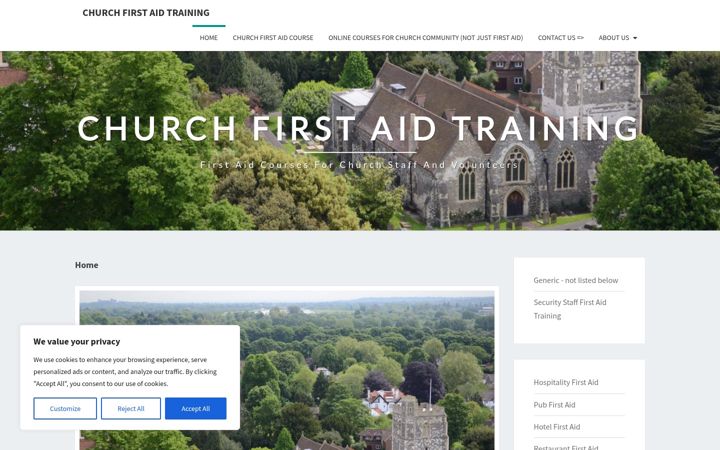 Snímek obrazovky churchfirstaid.co.uk