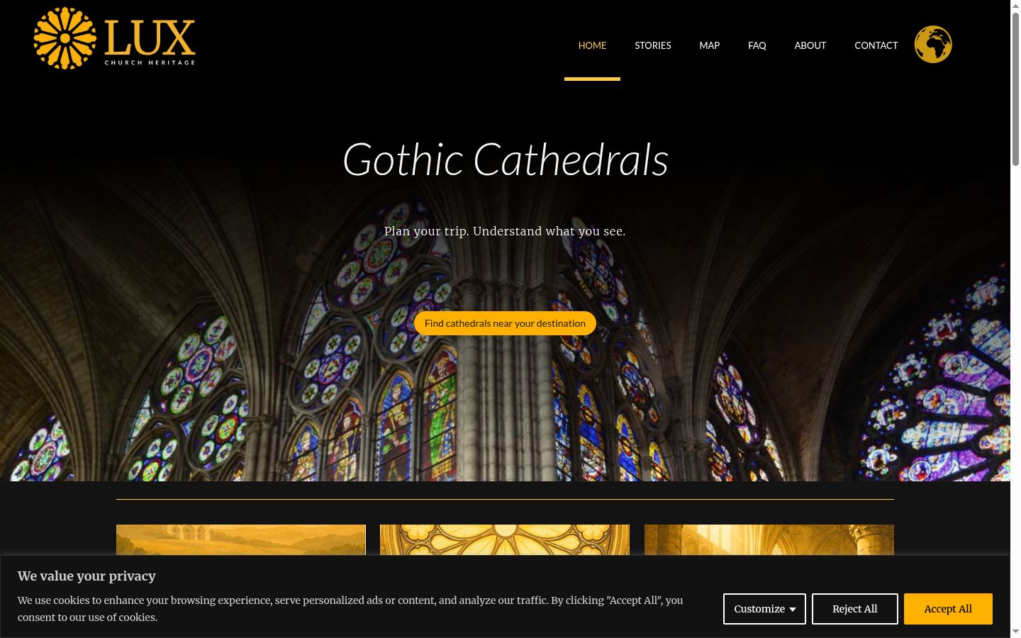 Screenshot of the consent banner shown before any interaction