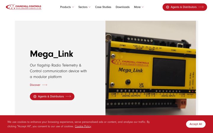 Snímek obrazovky churchill-controls.co.uk