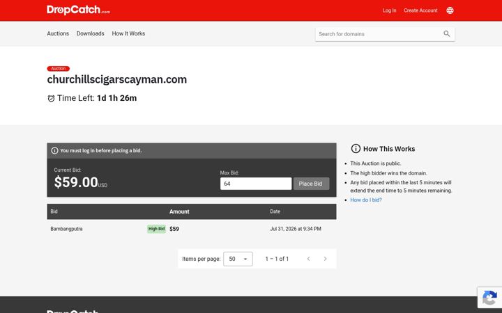 Screenshot of churchillscigarscayman.com