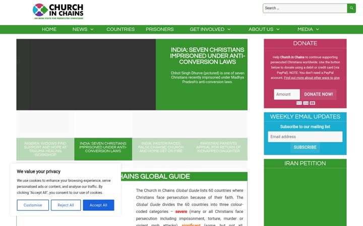 Capture d'écran de churchinchains.ie