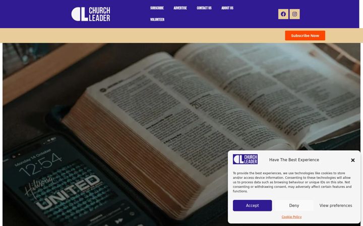 Snímek obrazovky churchleader.co.uk