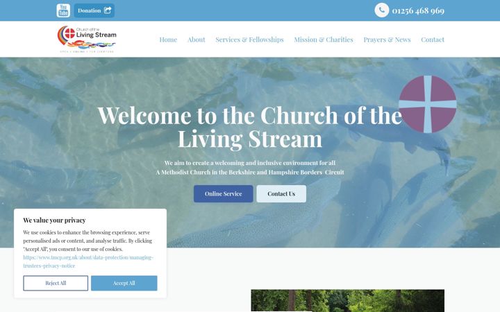 Snímek obrazovky churchlivingstream.co.uk