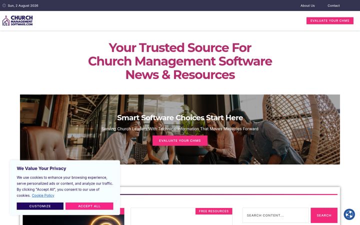 Screenshot of churchmanagementsoftware.com