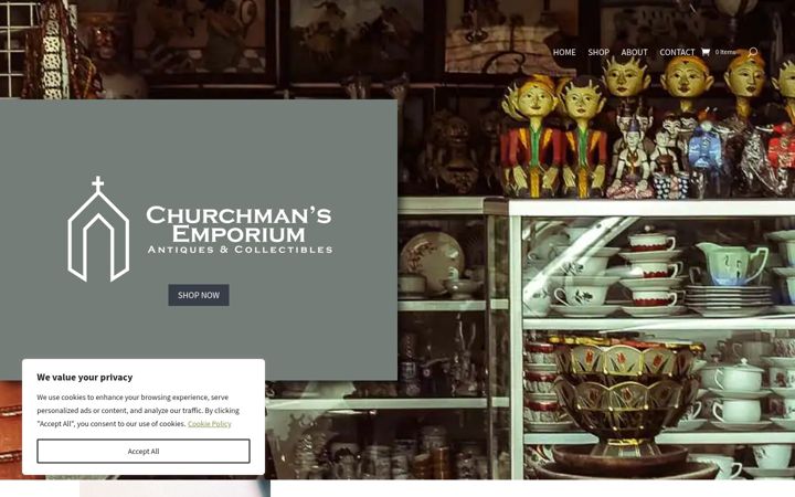 Snímek obrazovky churchmansemporium.co.uk