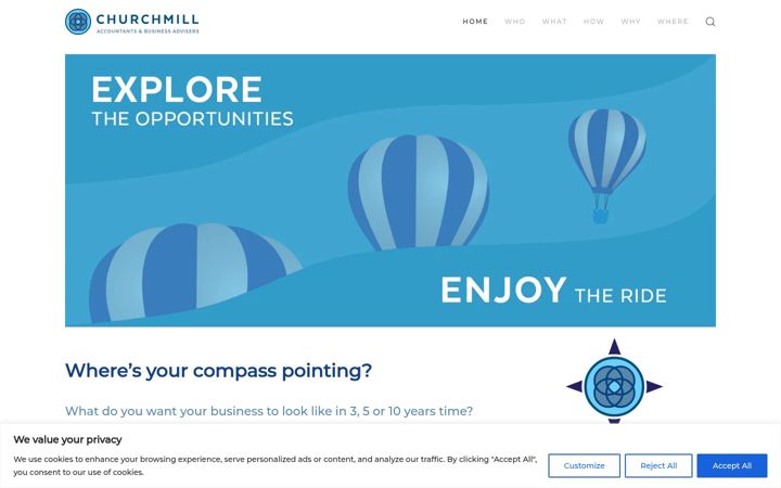 Snímek obrazovky churchmill.co.uk