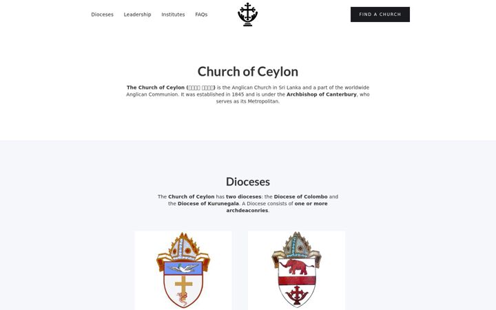 Screenshot of churchofceylonlk.com