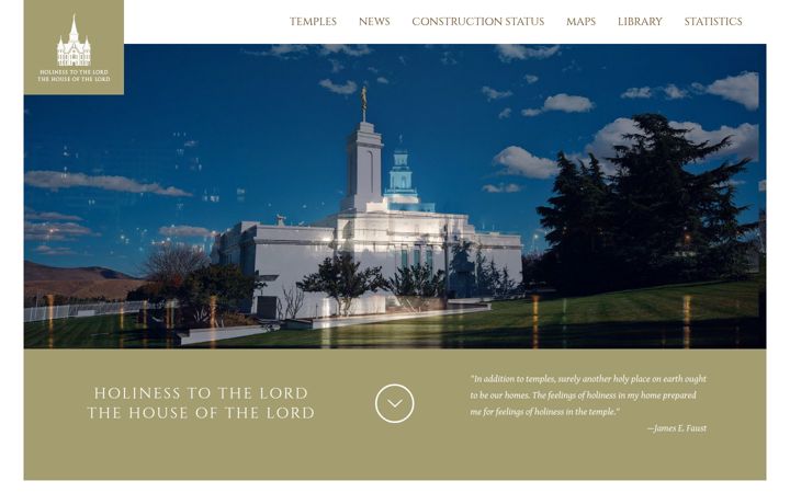 Screenshot of churchofjesuschristtemples.org