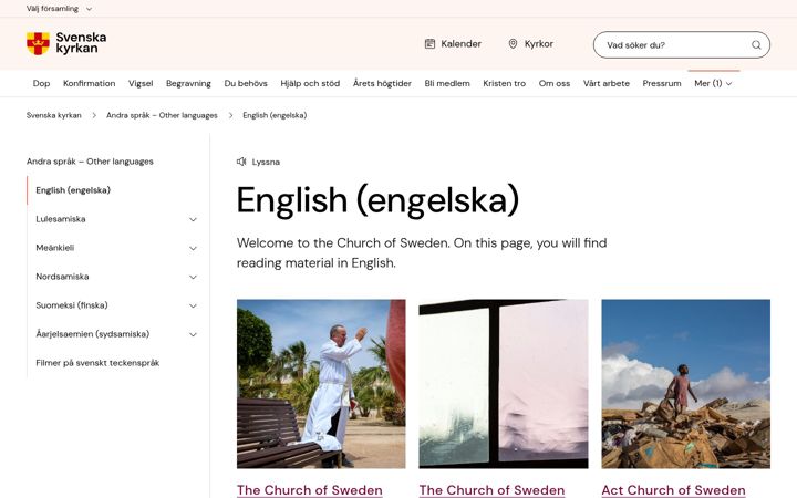 Snímek obrazovky churchofsweden.org