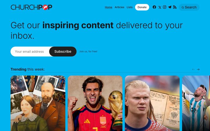 Screenshot of churchpop.com