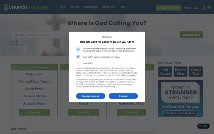 Screenshot of churchstaffing.com