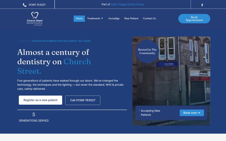 Snímek obrazovky churchstdental.co.uk