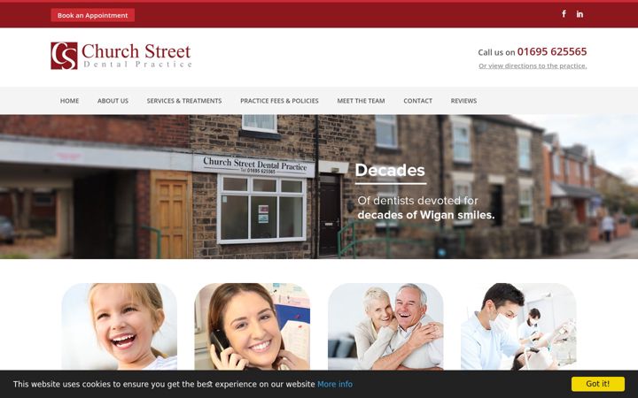 Snímek obrazovky churchstreetdentalwigan.co.uk