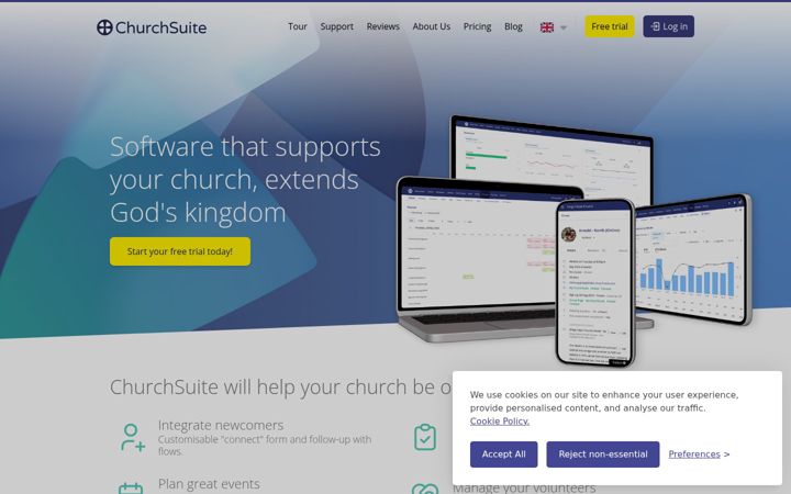 Screenshot of churchsuite.com