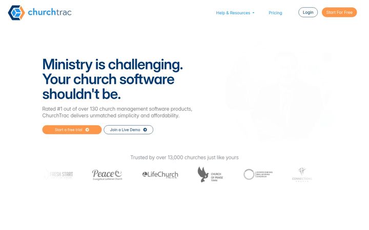 Screenshot of churchtrac.com