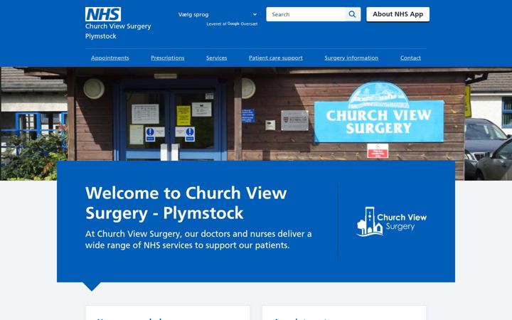 Snímek obrazovky churchviewsurgery.nhs.uk