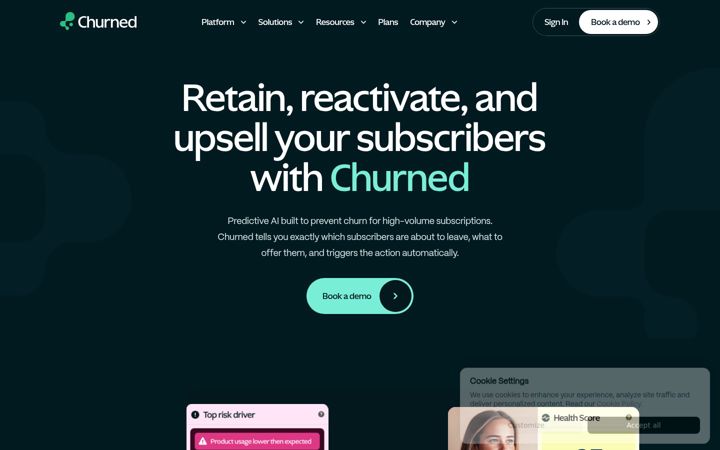 Skjámynd af churned.io