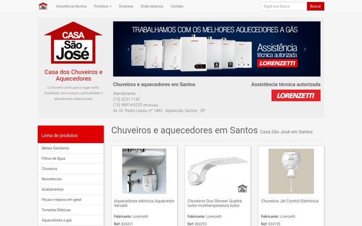 Екранна снимка на chuveirosemsantos.com.br