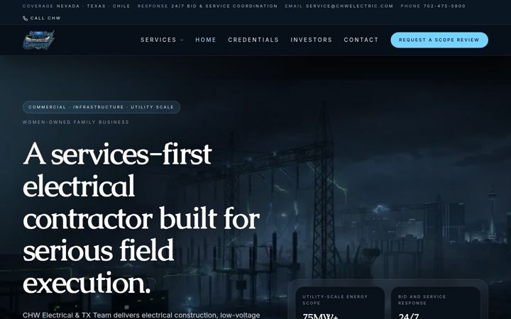 Screenshot of chwelectric.com