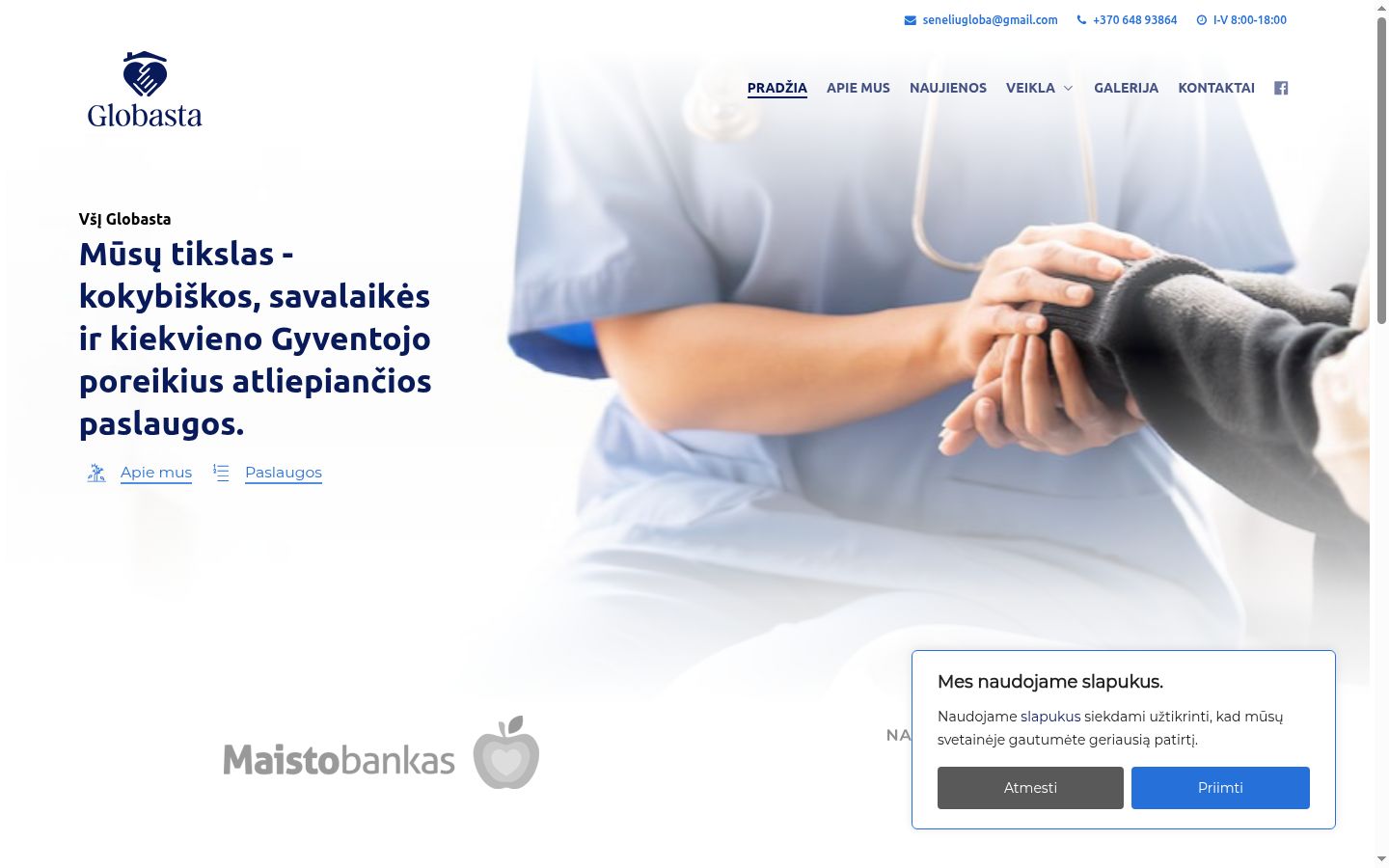 Sutikimo reklamjuostės, rodytos prieš bet kokią sąveiką, ekrano kopija