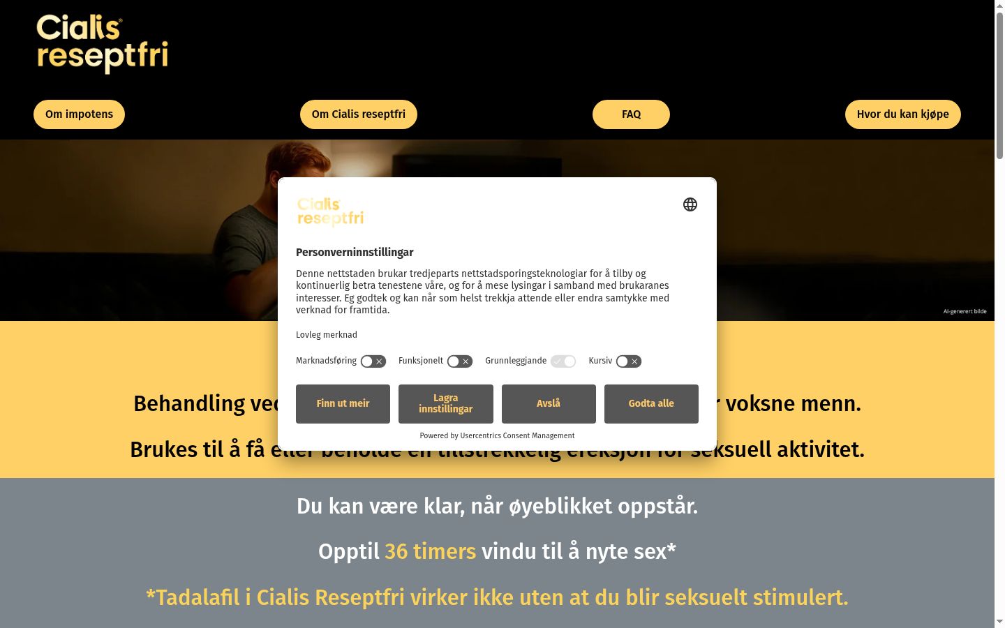 Snimka zaslona bannera za privolu prikazanog prije bilo kakve interakcije