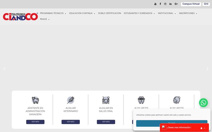 Snímek obrazovky ciandco.edu.co