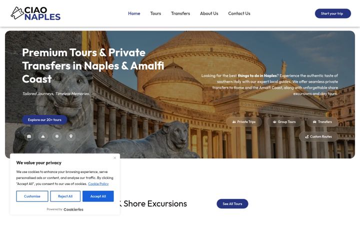 Screenshot of ciaonaplestours.com