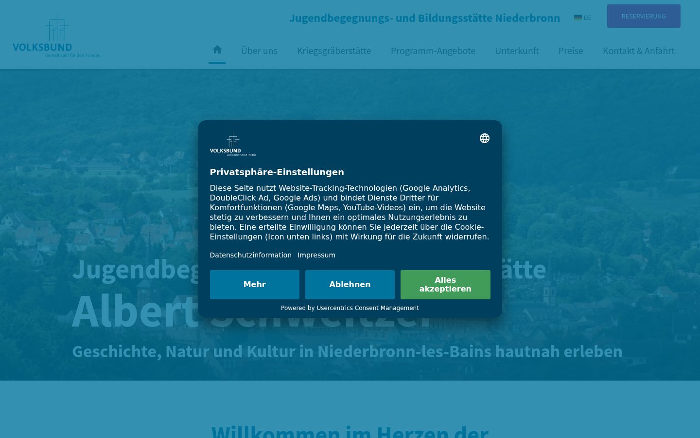 Screenshot of the consent banner shown before any interaction