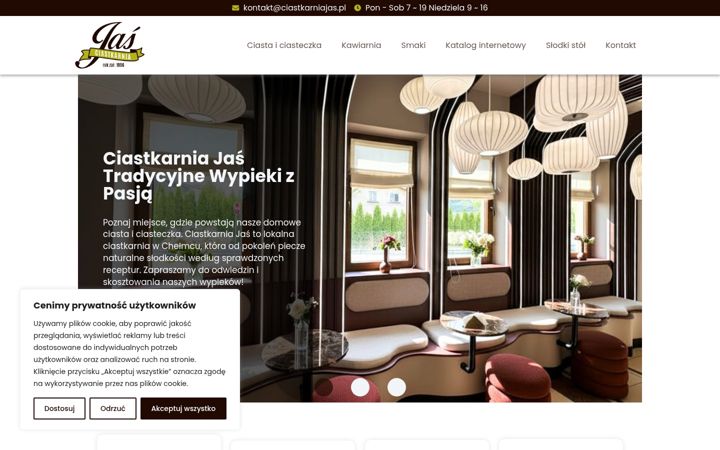 Screenshot stránky ciastkarniajas.pl