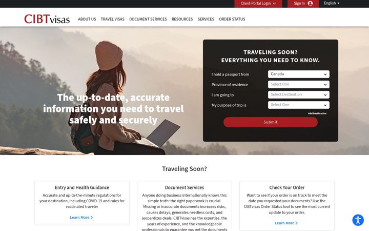 Captura de pantalla de cibtvisas.ca